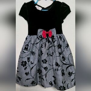 Marinellata  Dress Toddler Girls Size 3T Holiday Black White Velvet Bow Lined